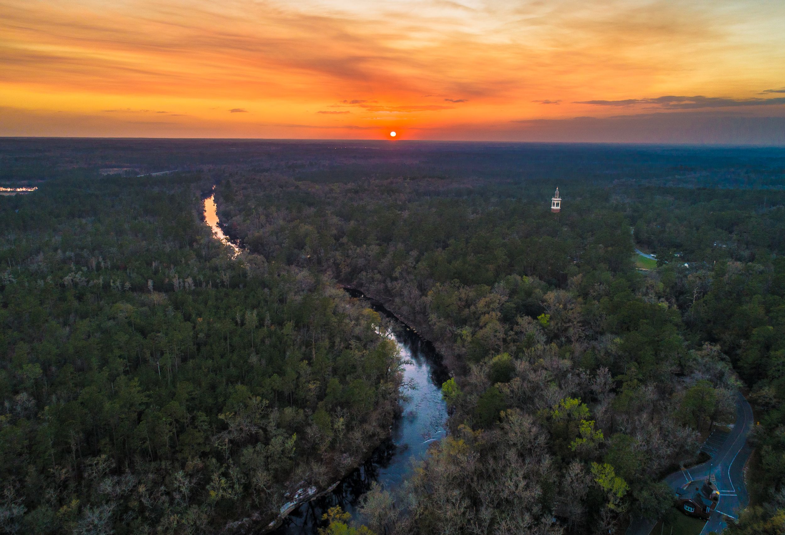 Aerial view of Hamilton County at sunset.